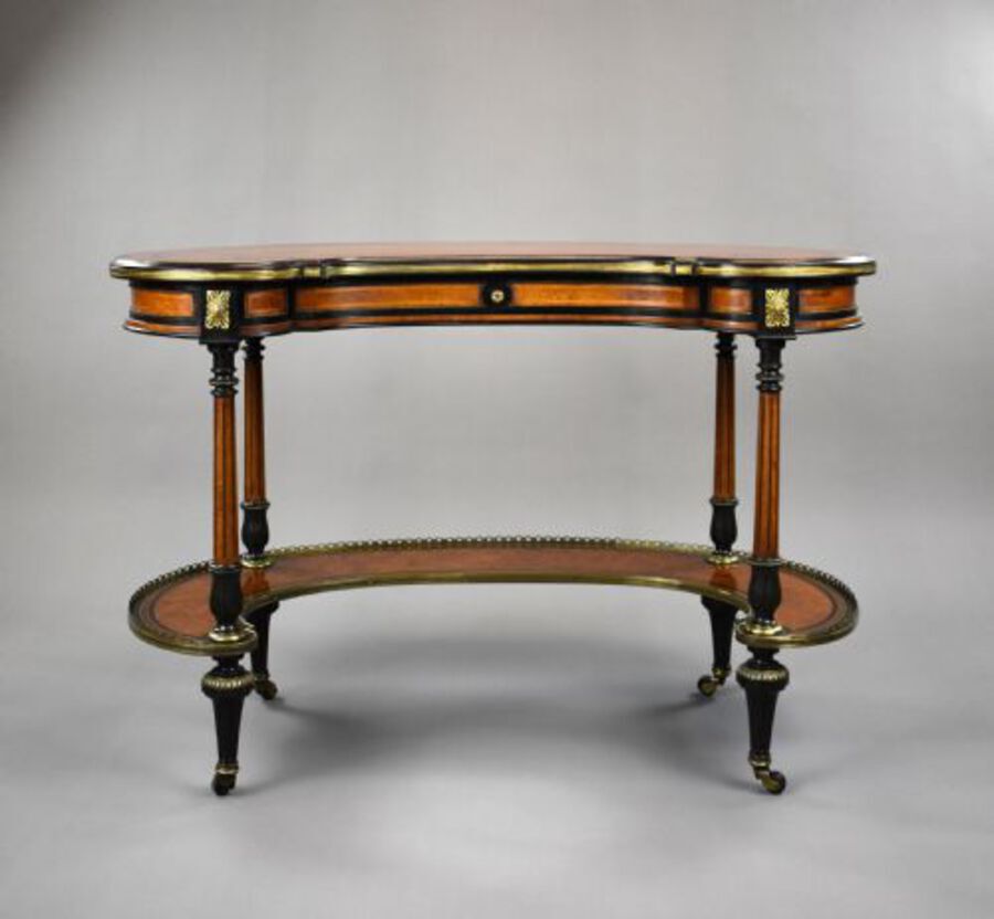 Antique Victorian Walnut & Amboyna Writing Table by Gillows