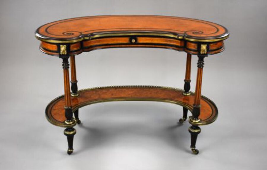 Antique Victorian Walnut & Amboyna Writing Table by Gillows