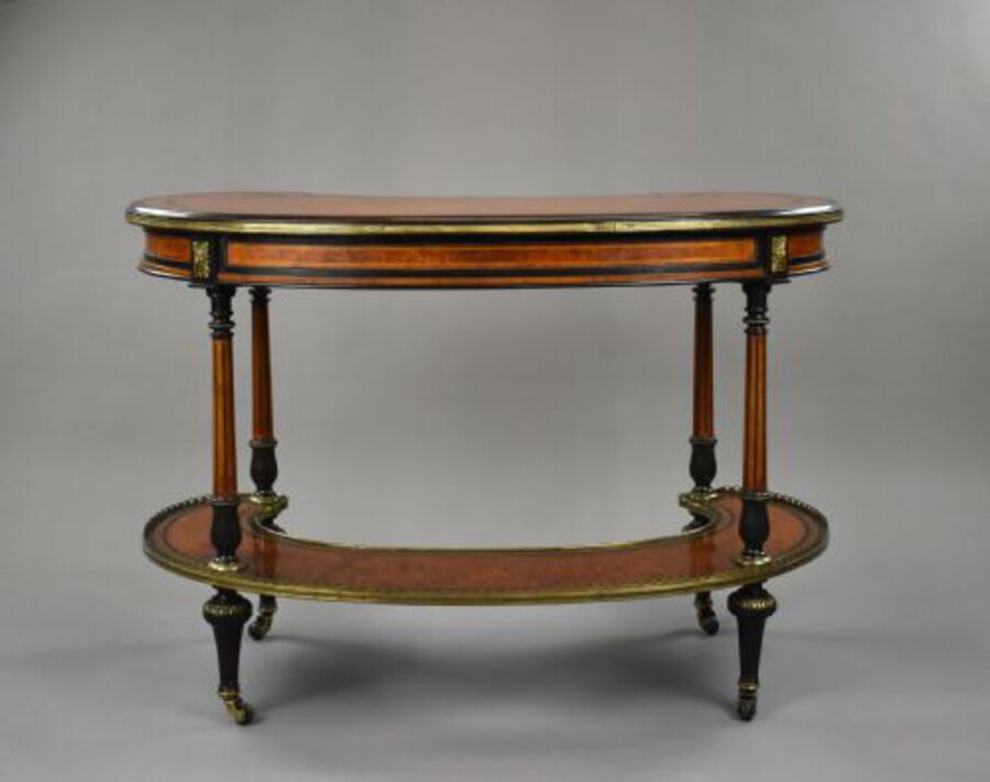 Antique Victorian Walnut & Amboyna Writing Table by Gillows