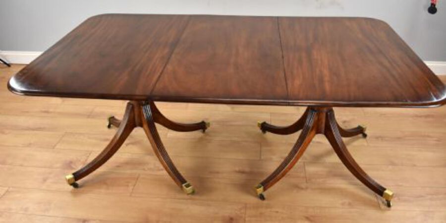 Antique Regency Style Mahogany Pedestal Dining Table