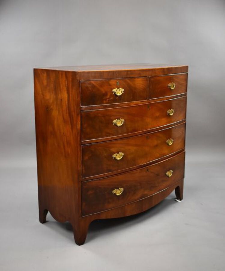 Antique Regency Mahogany Bow Front Chest of Drawers