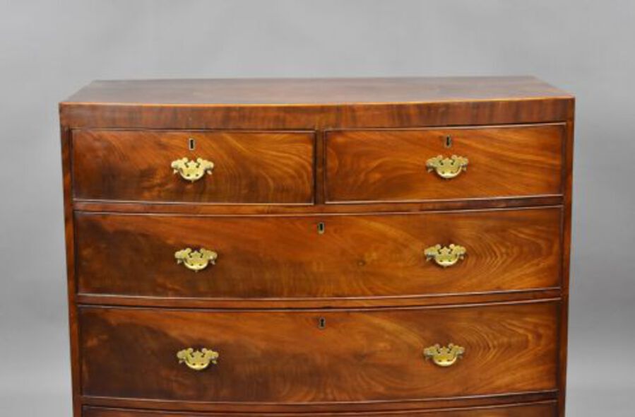 Antique Regency Mahogany Bow Front Chest of Drawers