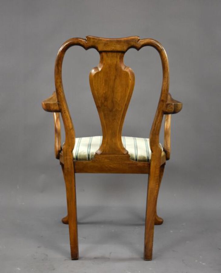 Antique Queen Anne Style Burr Walnut Table & Chairs