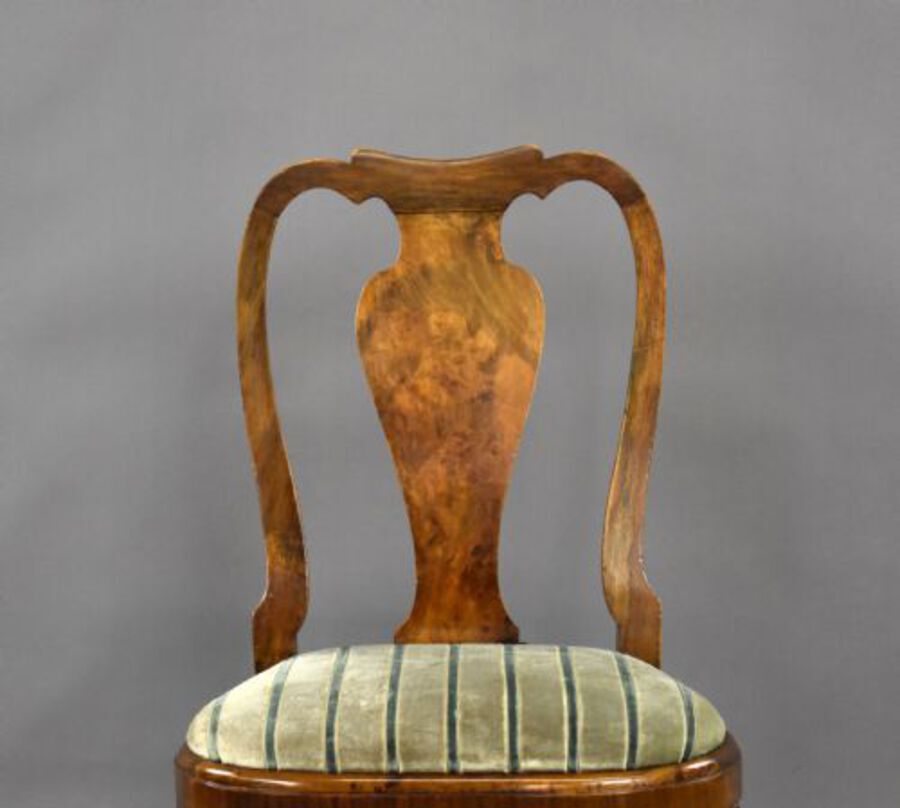 Antique Queen Anne Style Burr Walnut Table & Chairs