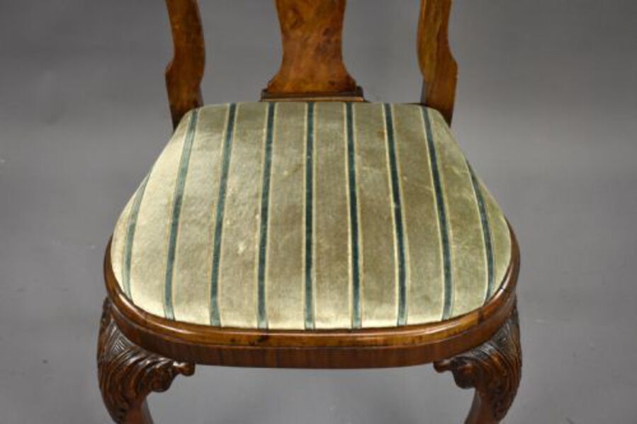 Antique Queen Anne Style Burr Walnut Table & Chairs