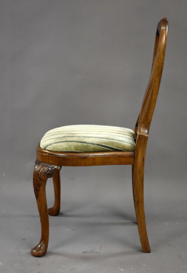 Antique Queen Anne Style Burr Walnut Table & Chairs