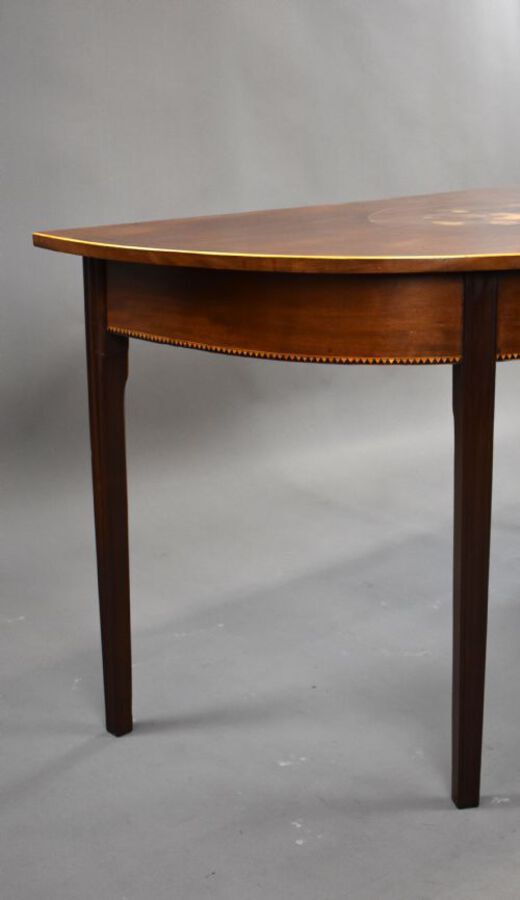 Antique Pair of George III Mahogany Demi Lune Console Tables