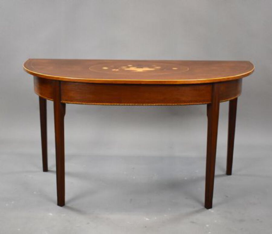 Antique Pair of George III Mahogany Demi Lune Console Tables