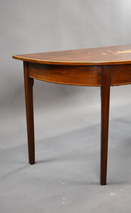 Antique Pair of George III Mahogany Demi Lune Console Tables