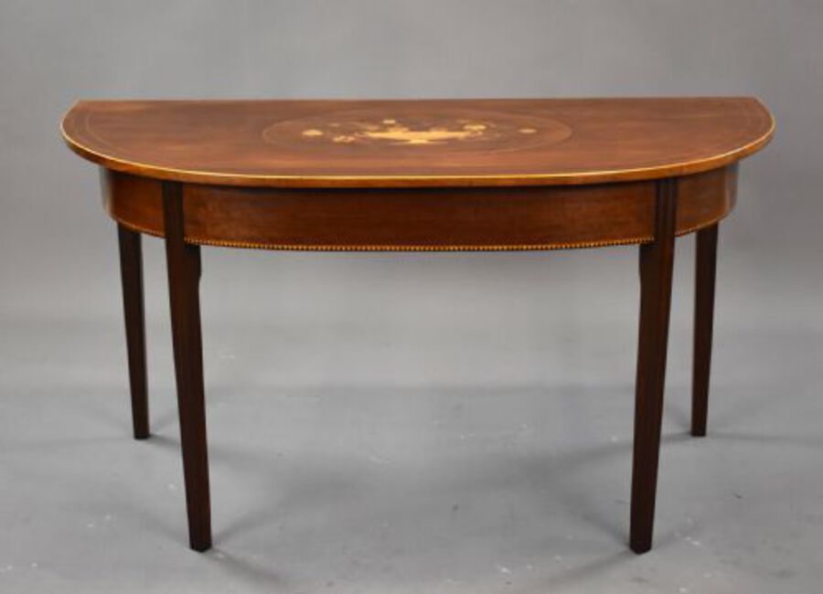 Antique Pair of George III Mahogany Demi Lune Console Tables