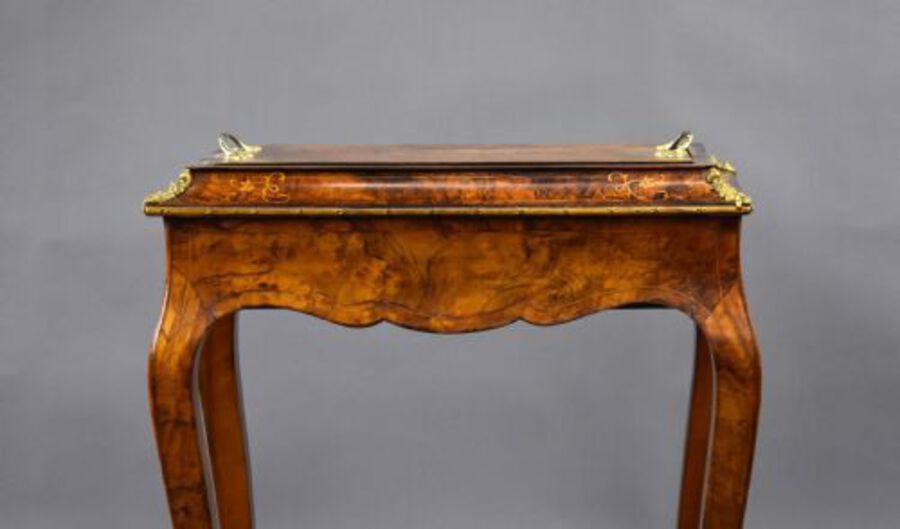 Antique Victorian Burr Walnut Inlaid Jardiniere