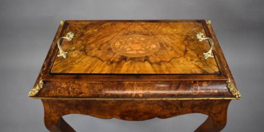 Antique Victorian Burr Walnut Inlaid Jardiniere