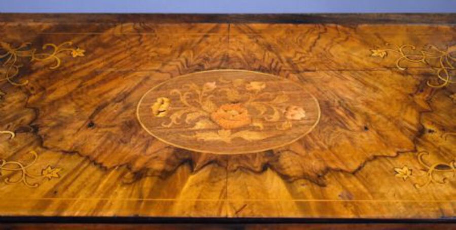 Antique Victorian Burr Walnut Inlaid Jardiniere