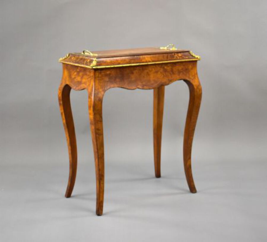 Antique Victorian Burr Walnut Inlaid Jardiniere