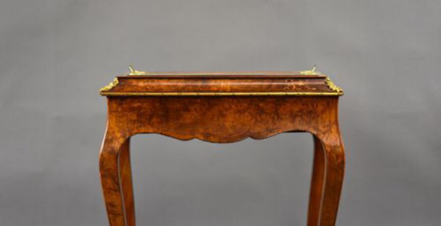 Antique Victorian Burr Walnut Inlaid Jardiniere