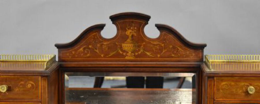 Antique Victorian Mahogany and Marquetry Writing Table by Jas Shoolbred