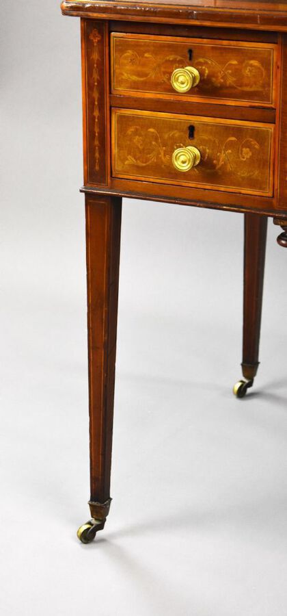 Antique Victorian Mahogany and Marquetry Writing Table by Jas Shoolbred