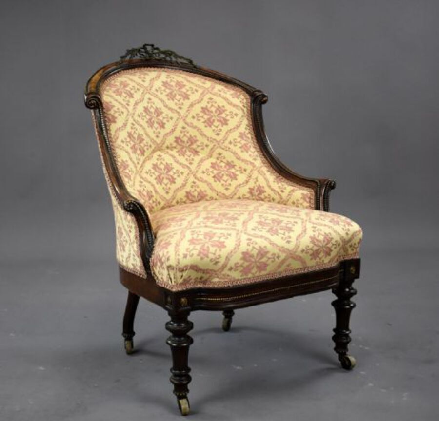 Antique Victorian Rosewood Ladies and Gentleman Armchairs