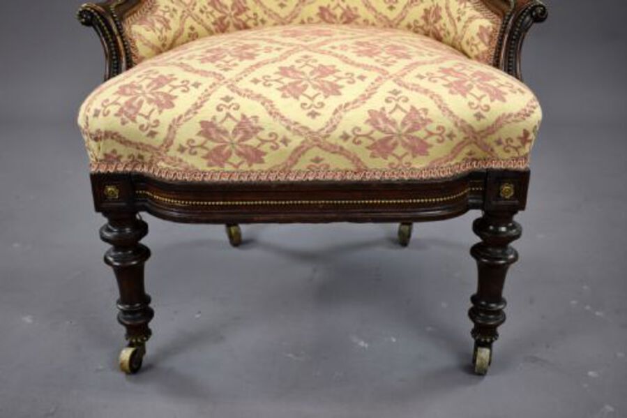 Antique Victorian Rosewood Ladies and Gentleman Armchairs