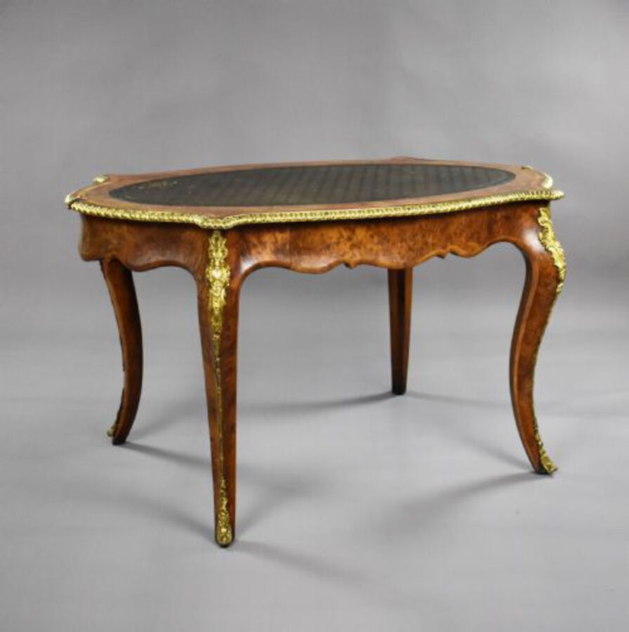 Victorian Burr Yew Bureau Plat by Howard &amp; Sons