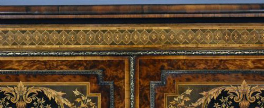 Antique Victorian Burr Walnut and Marquetry Credenza by Gillow