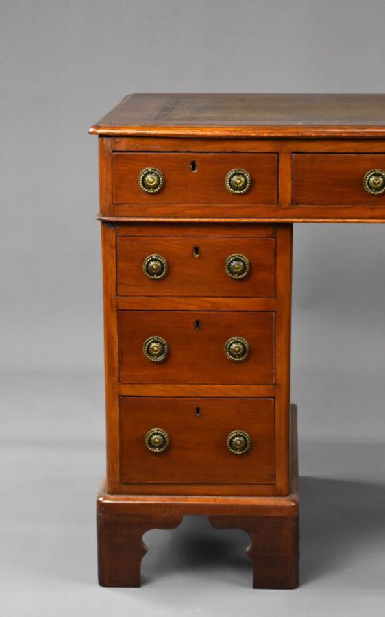 Antique Victorian Oak and Walnut Pedestal Desk