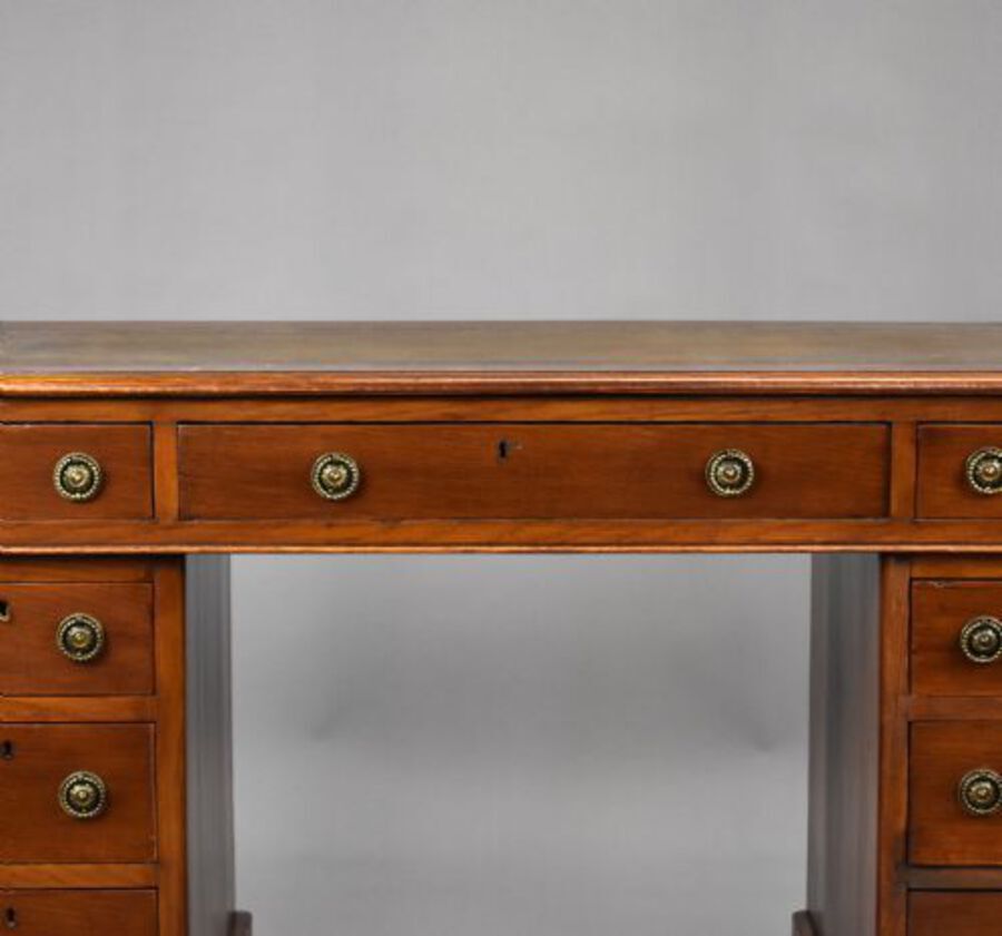 Antique Victorian Oak and Walnut Pedestal Desk