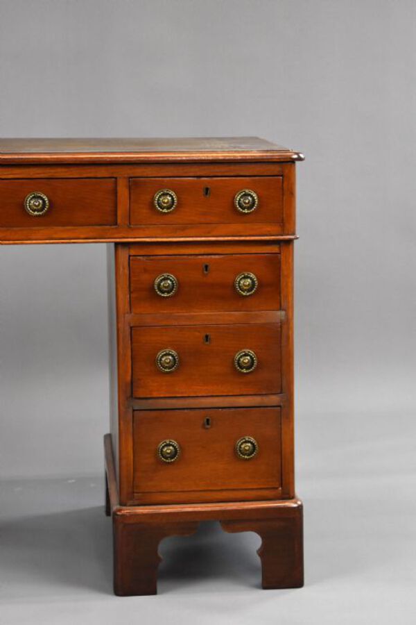 Antique Victorian Oak and Walnut Pedestal Desk