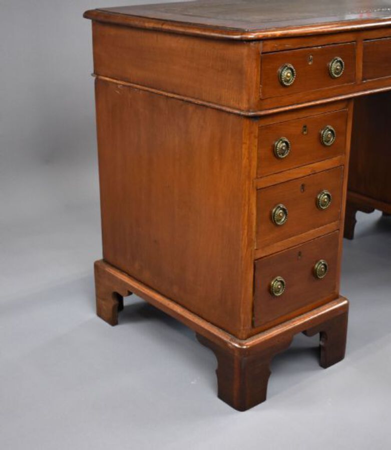 Antique Victorian Oak and Walnut Pedestal Desk