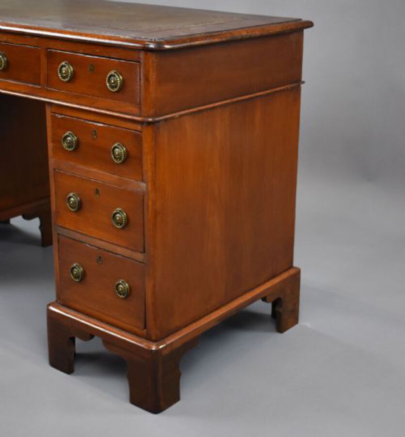 Antique Victorian Oak and Walnut Pedestal Desk