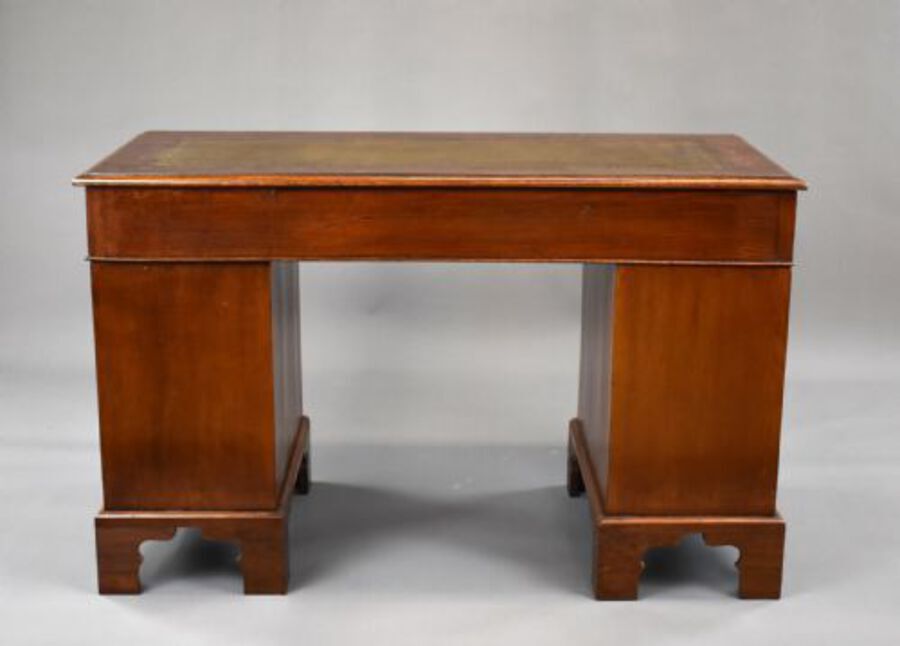 Antique Victorian Oak and Walnut Pedestal Desk