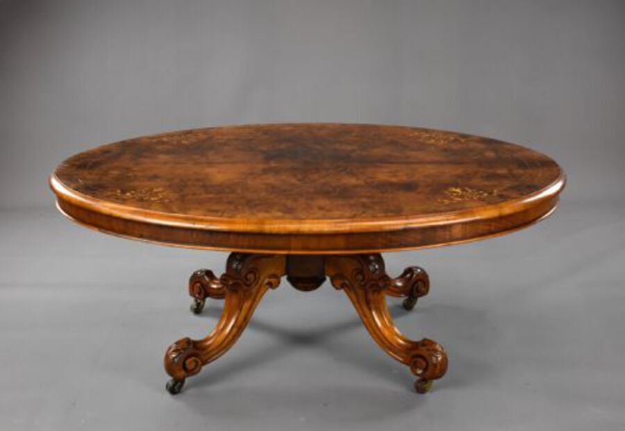 Victorian Burr Walnut Oval Coffee Table