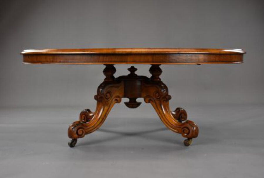Antique Victorian Burr Walnut Oval Coffee Table