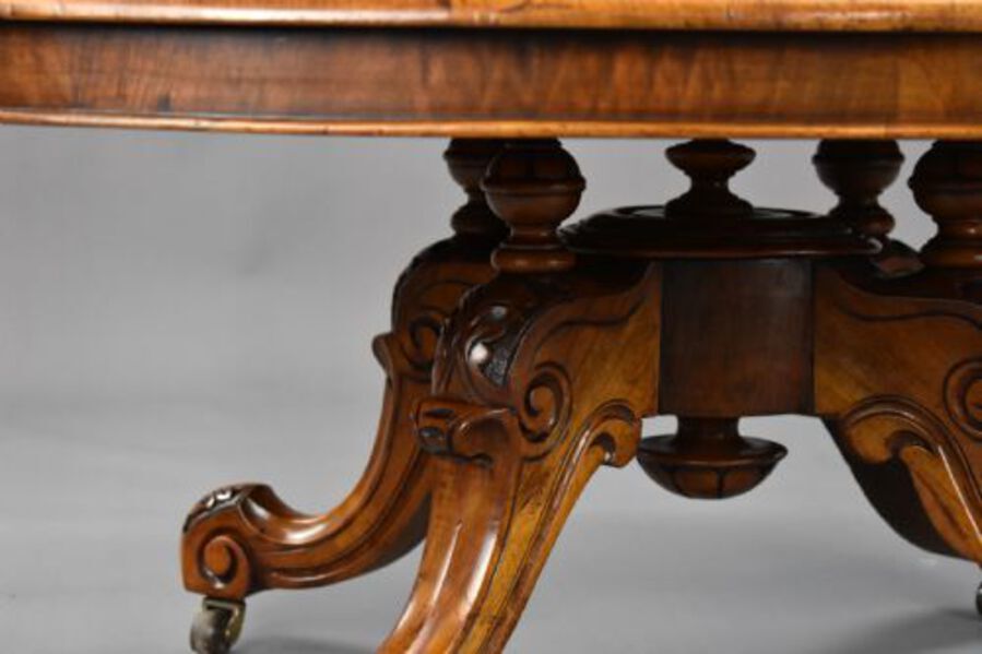 Antique Victorian Burr Walnut Oval Coffee Table