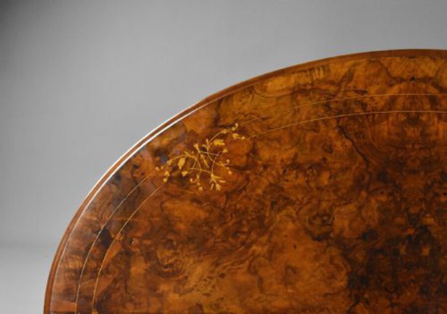 Antique Victorian Burr Walnut Oval Coffee Table