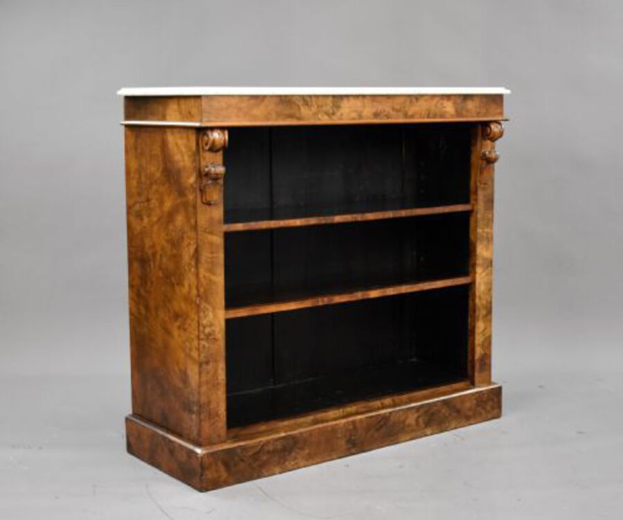 Antique Victorian Burr Walnut Open Bookcase