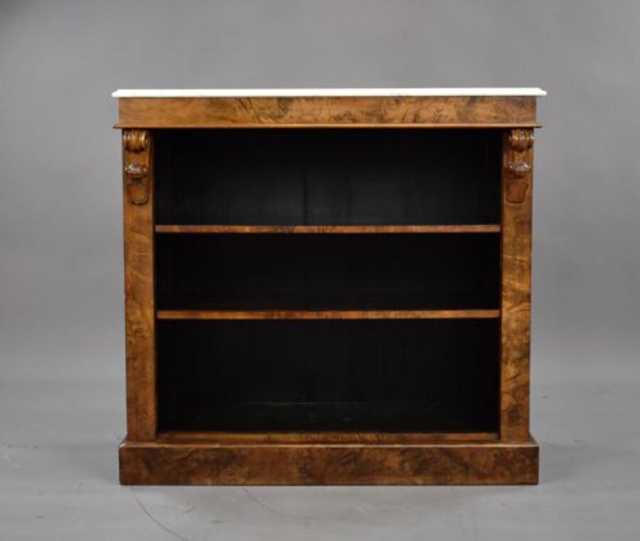 Antique Victorian Burr Walnut Open Bookcase