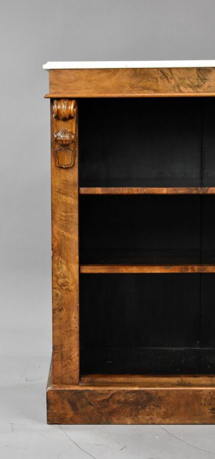 Antique Victorian Burr Walnut Open Bookcase