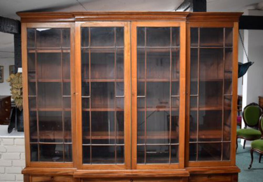 Antique Victorian Mahogany Breakfront Bookcase