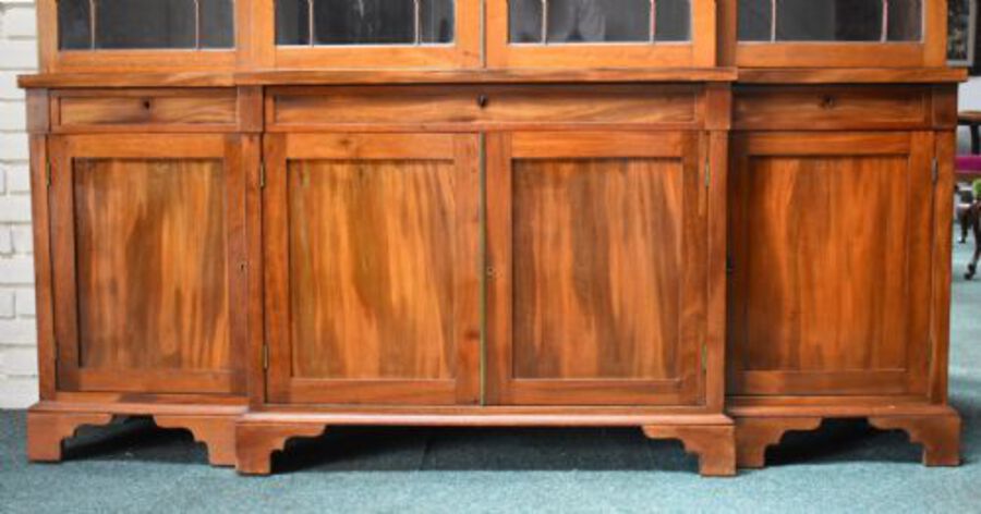 Antique Victorian Mahogany Breakfront Bookcase