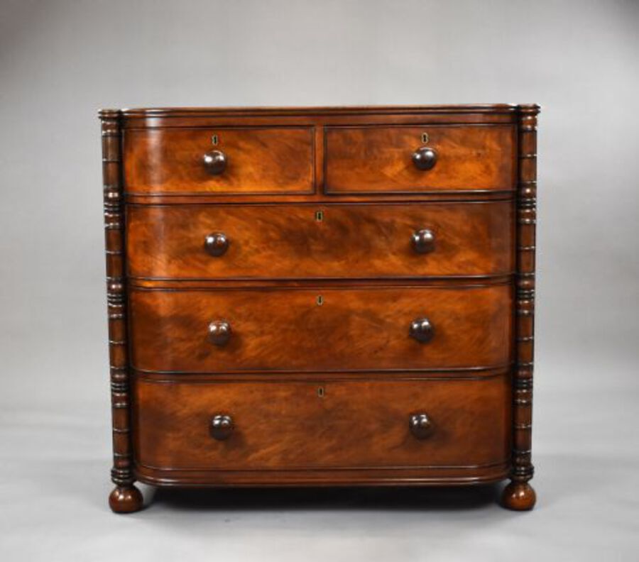 Antique William IV Mahogany Bowfront Chest of Drawers