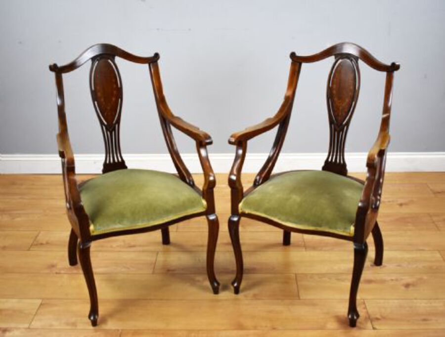 Antique Victorian Mahogany Inlaid Lounge Suite