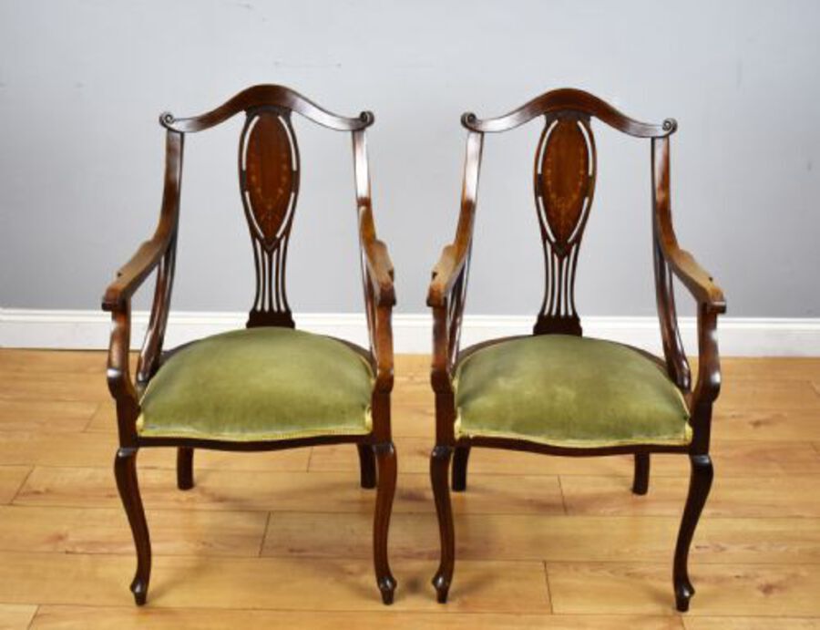 Antique Victorian Mahogany Inlaid Lounge Suite