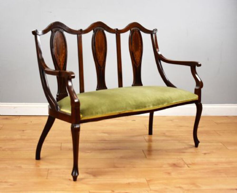 Antique Victorian Mahogany Inlaid Lounge Suite