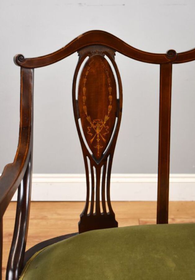 Antique Victorian Mahogany Inlaid Lounge Suite