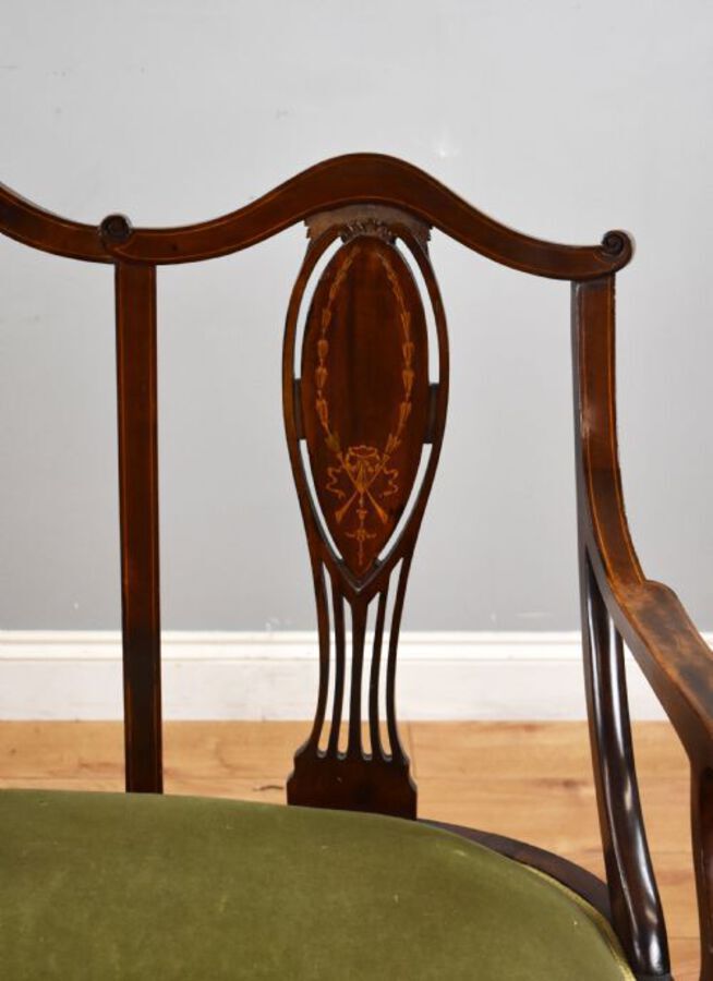 Antique Victorian Mahogany Inlaid Lounge Suite