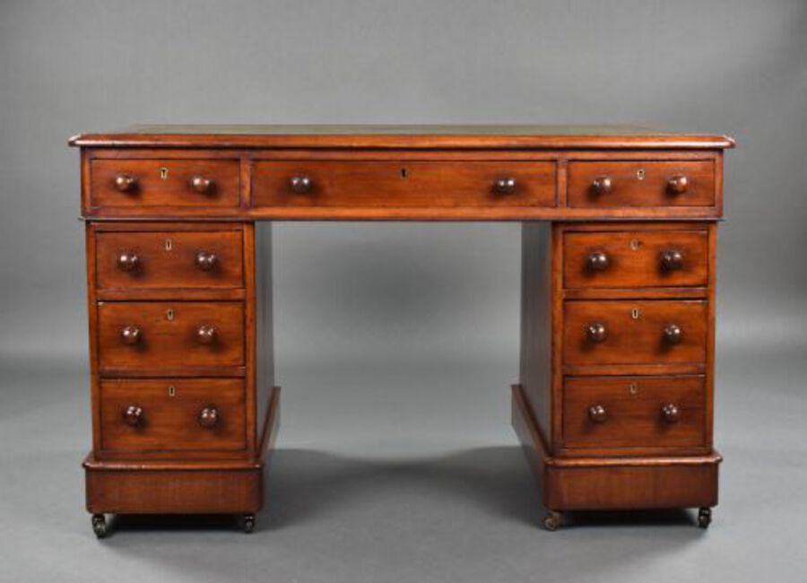 Antique Victorian Mahogany Pedestal Desk