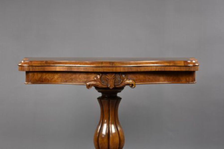 Antique Victorian Burr Walnut Serpentine Card Table