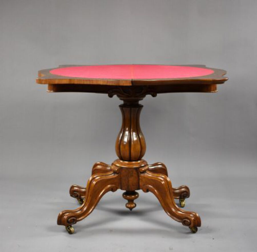 Antique Victorian Burr Walnut Serpentine Card Table