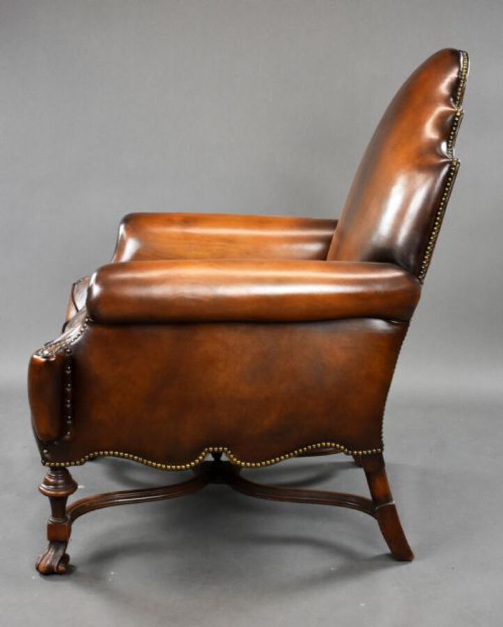 Antique Victorian Hand Dyed Leather Armchair